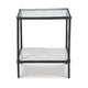 Dalie Accent Table | Glass Top | White Marble Shelf | Antique Black 25"