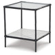 Dalie Accent Table | Glass Top | White Marble Shelf | Antique Black 25"