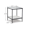 Dalie Accent Table | Glass Top | White Marble Shelf | Antique Black 25"