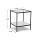 Dalie Accent Table | Glass Top | White Marble Shelf | Antique Black 25"
