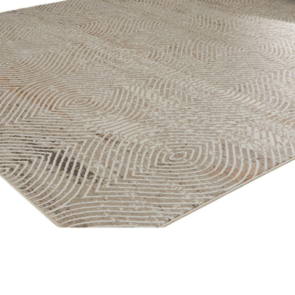 Bina 8x10 Large Area Rug | Trellis Pattern | Beige Polypropylene Polyester