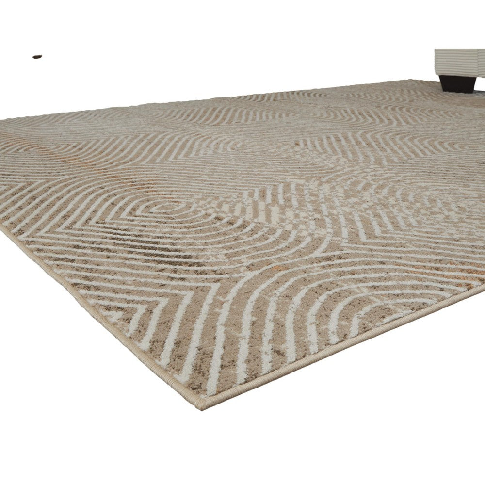 Bina 8x10 Large Area Rug | Trellis Pattern | Beige Polypropylene Polyester