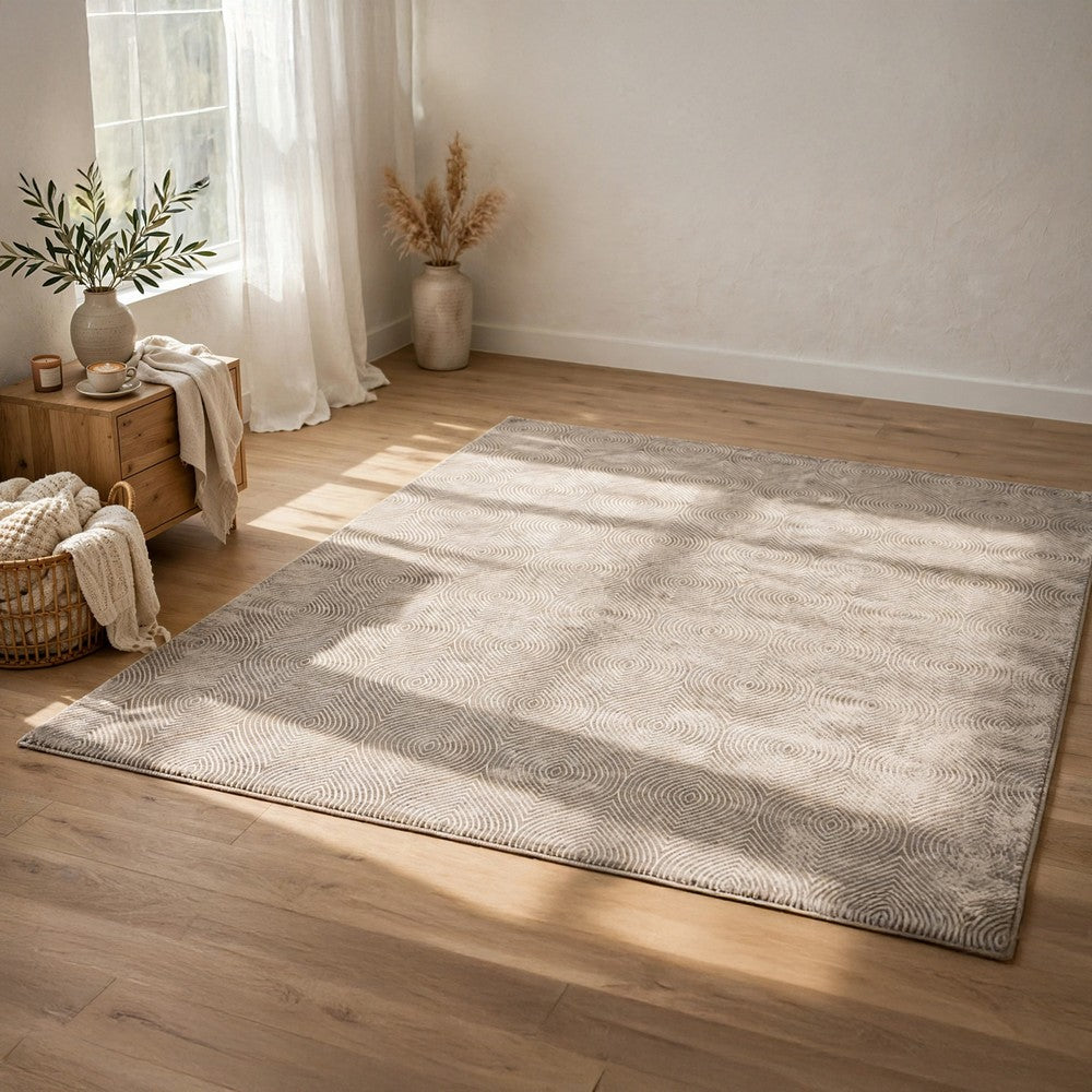 Bina 8x10 Large Area Rug | Trellis Pattern | Beige Polypropylene Polyester