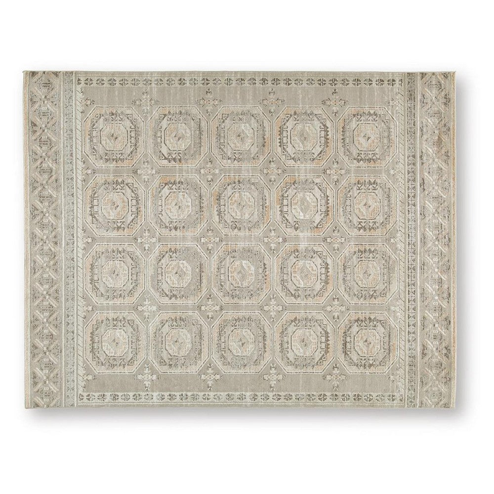 Baku 8x10 Large Area Rug | Medallion Motif | Ivory Polypropylene Polyester