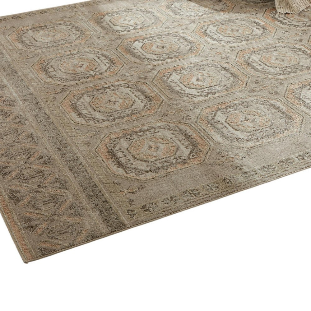 Baku 8x10 Large Area Rug | Medallion Motif | Ivory Polypropylene Polyester