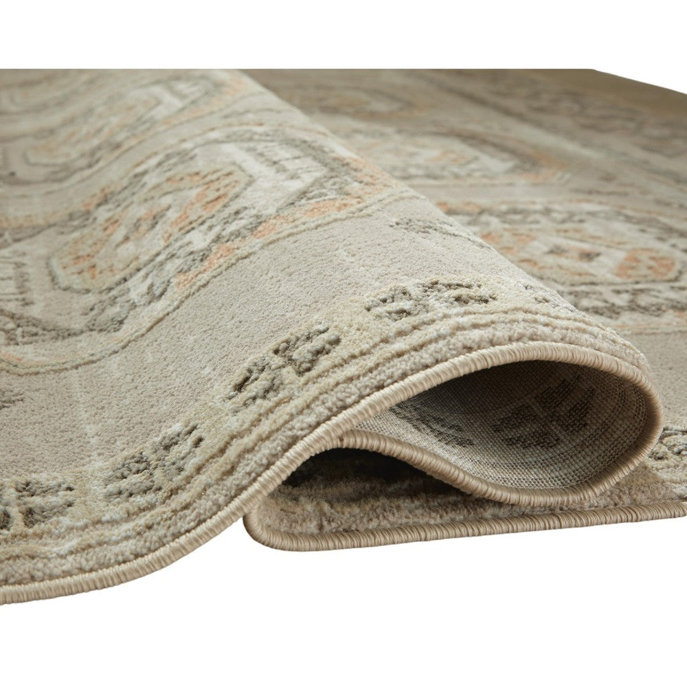 Baku 8x10 Large Area Rug | Medallion Motif | Ivory Polypropylene Polyester
