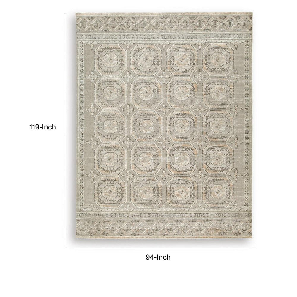 Baku 8x10 Large Area Rug | Medallion Motif | Ivory Polypropylene Polyester