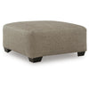 Vely Oversized Accent Ottoman | Foam Seat | Hemp Brown Polyester 40"