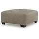 Vely Oversized Accent Ottoman | Foam Seat | Hemp Brown Polyester 40"