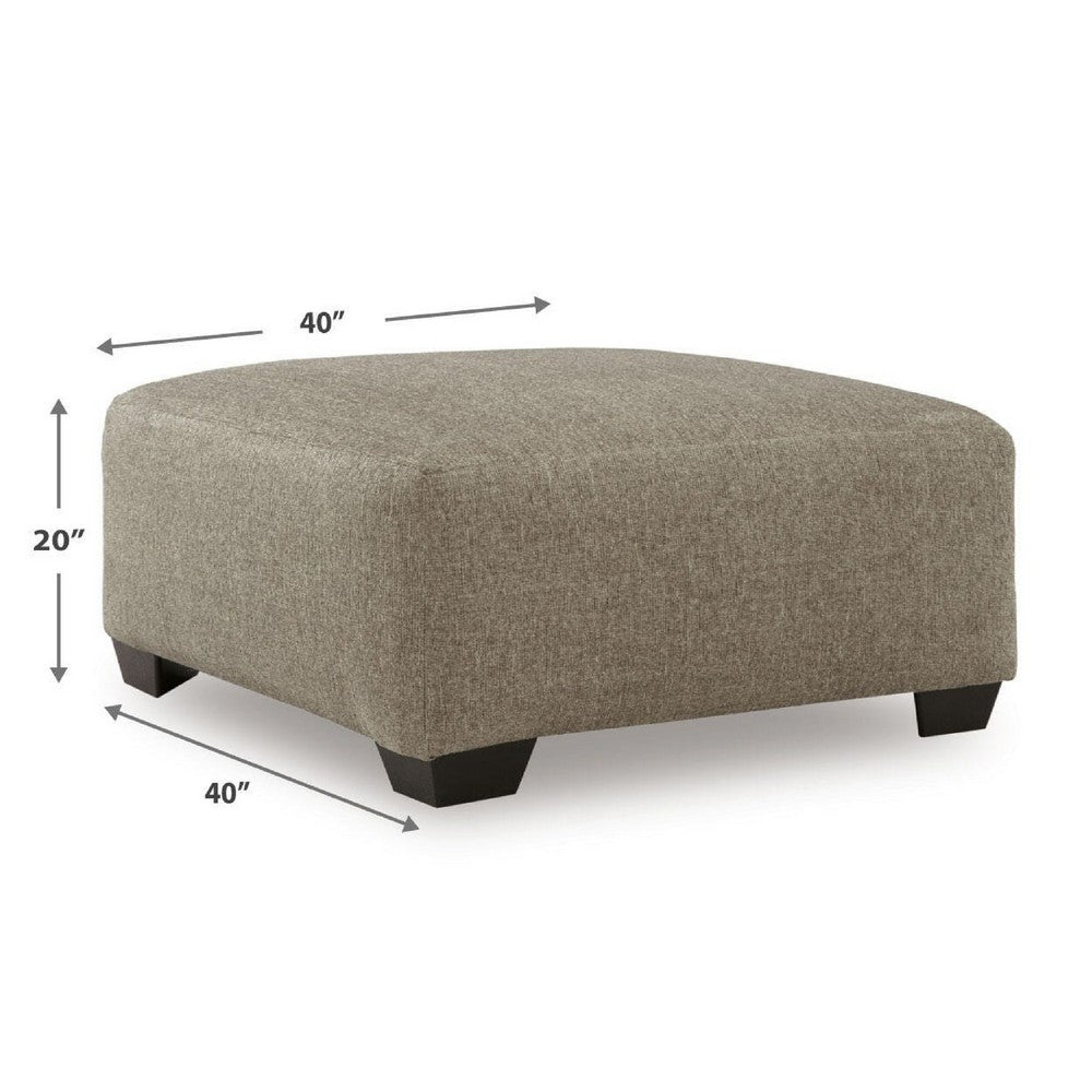 Vely Oversized Accent Ottoman | Foam Seat | Hemp Brown Polyester 40"