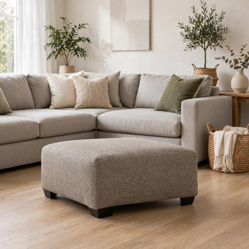 Vely Oversized Accent Ottoman | Foam Seat | Hemp Brown Polyester 40"