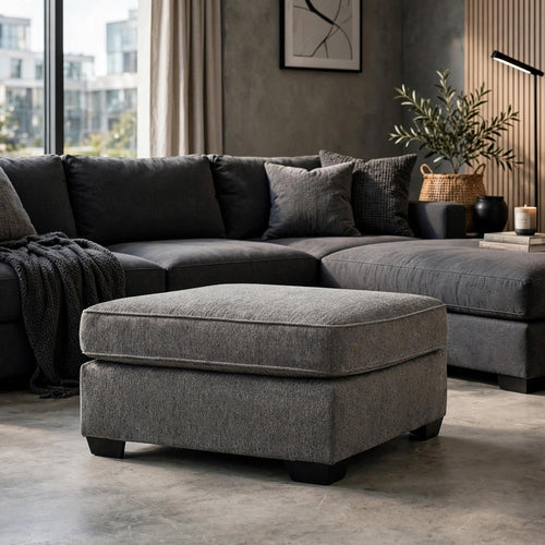Oly Oversized Accent Ottoman | Foam Seat | Graphite Gray Polyester | 36"