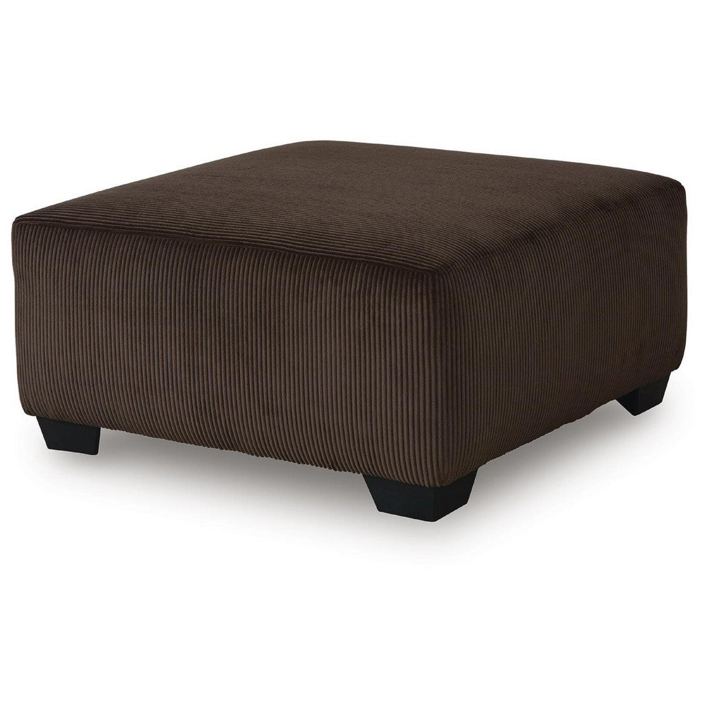 Kimi Oversized Square Ottoman | Foam Fill Chocolate Brown Corduroy 40"
