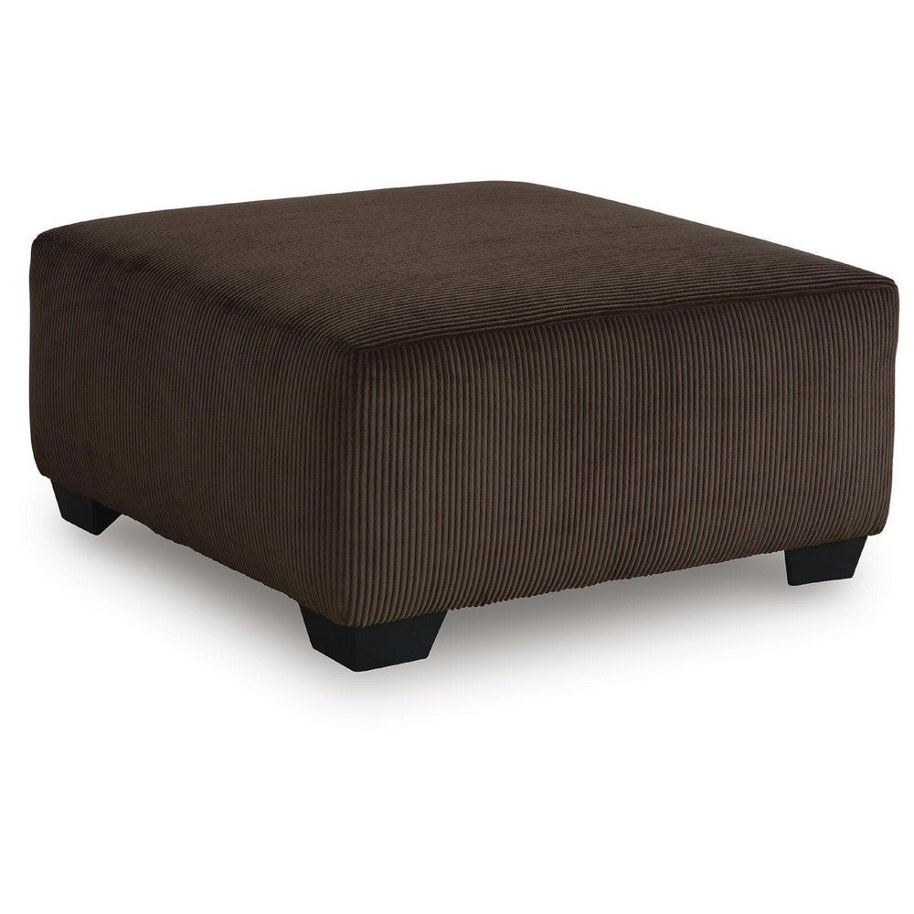 Kimi Oversized Square Ottoman | Foam Fill Chocolate Brown Corduroy 40"