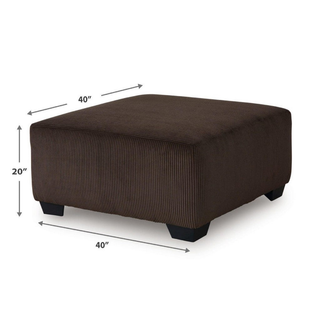 Kimi Oversized Square Ottoman | Foam Fill Chocolate Brown Corduroy 40"