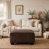 Kimi Oversized Square Ottoman | Foam Fill Chocolate Brown Corduroy 40"