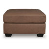 Lalie Oversized Square Ottoman | Soft Caramel Brown Faux Leather 36"