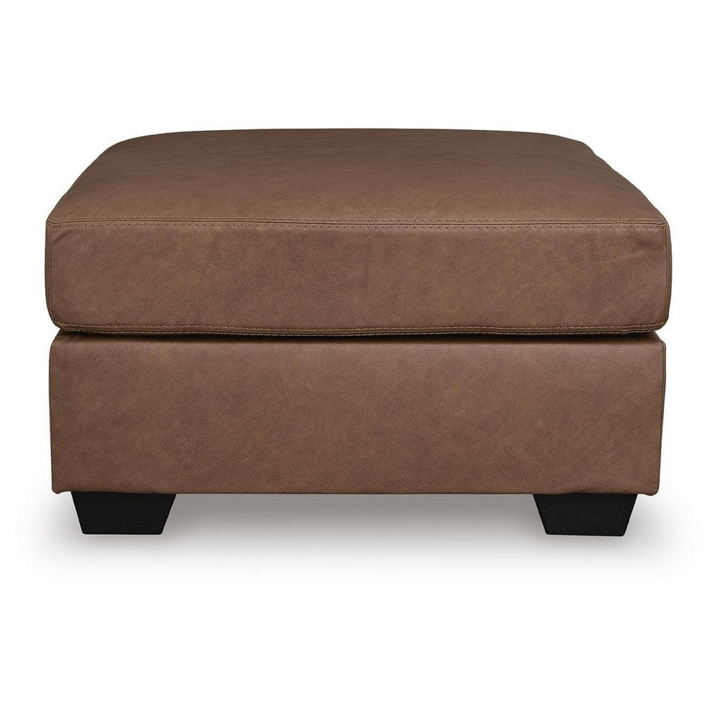 Lalie Oversized Square Ottoman | Soft Caramel Brown Faux Leather 36"