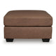 Lalie Oversized Square Ottoman | Soft Caramel Brown Faux Leather 36"