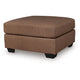 Lalie Oversized Square Ottoman | Soft Caramel Brown Faux Leather 36"
