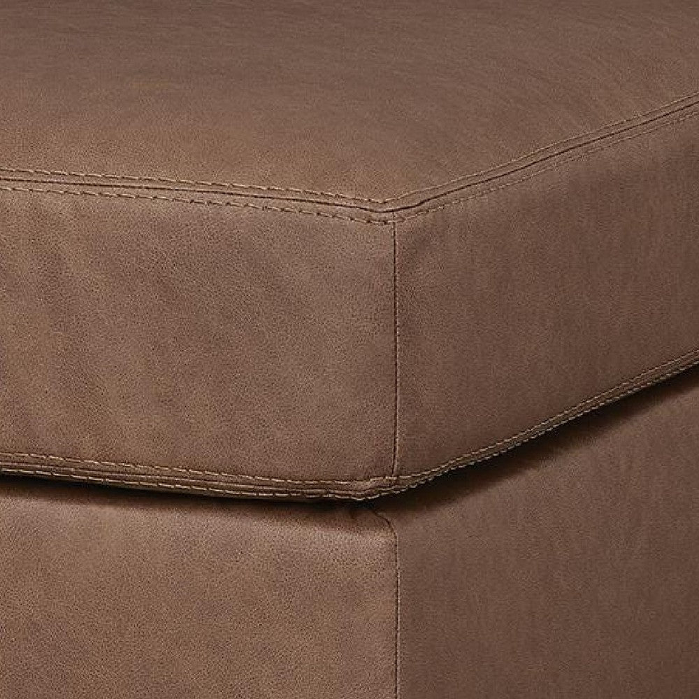 Lalie Oversized Square Ottoman | Soft Caramel Brown Faux Leather 36"