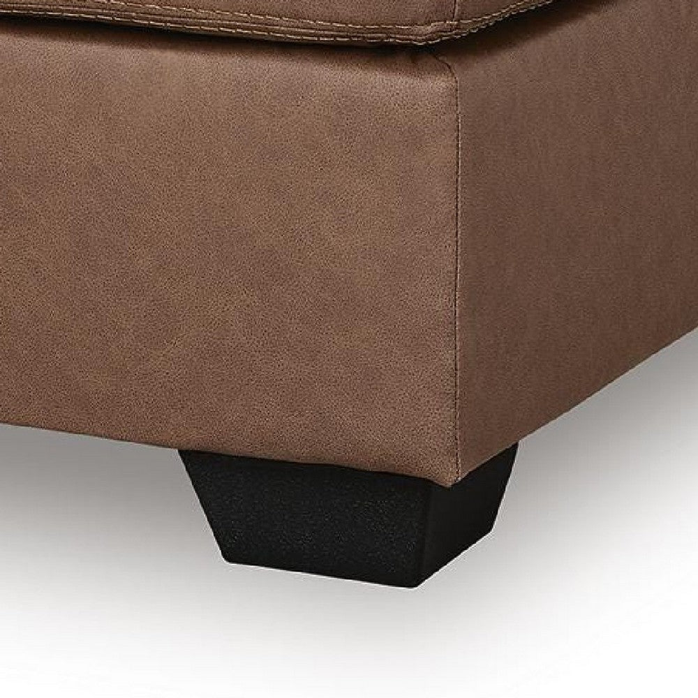 Lalie Oversized Square Ottoman | Soft Caramel Brown Faux Leather 36"