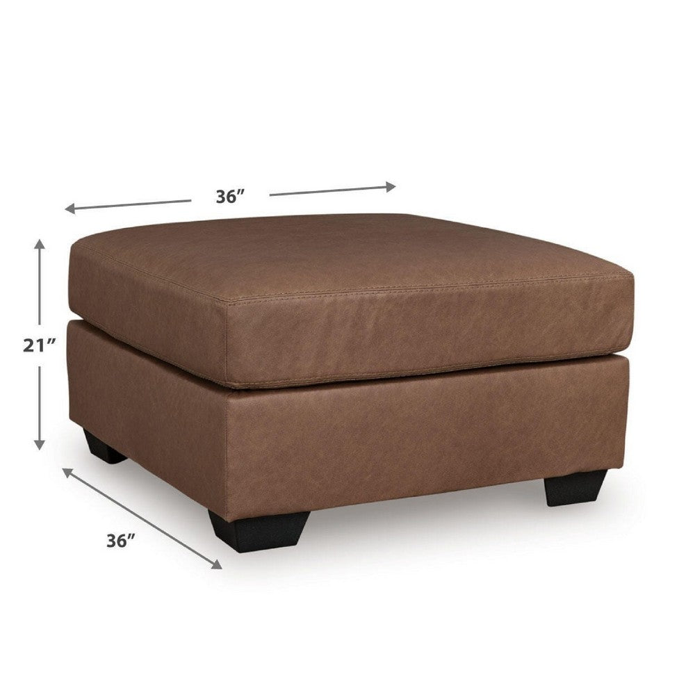 Lalie Oversized Square Ottoman | Soft Caramel Brown Faux Leather 36"