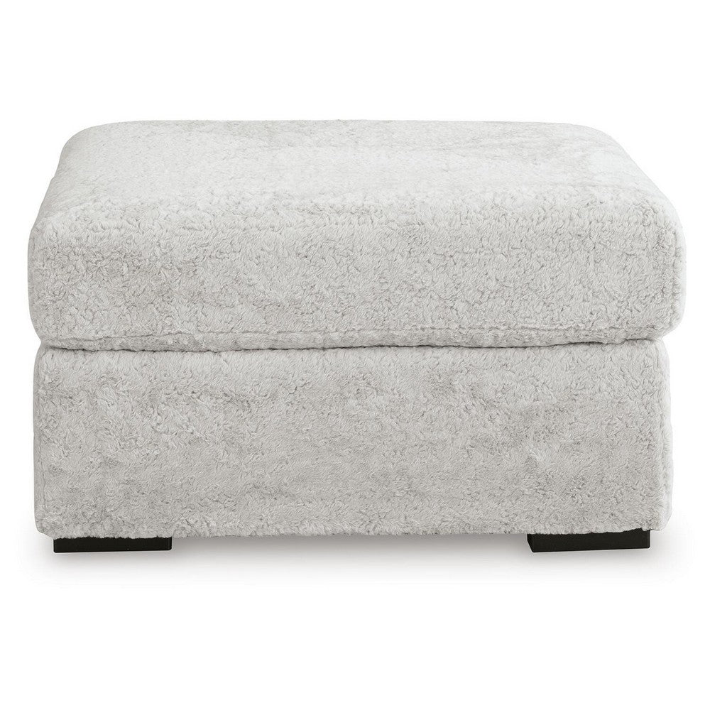 Cecy Oversized Square Ottoman | Arctic Gray Fur-Like Polyester 39"