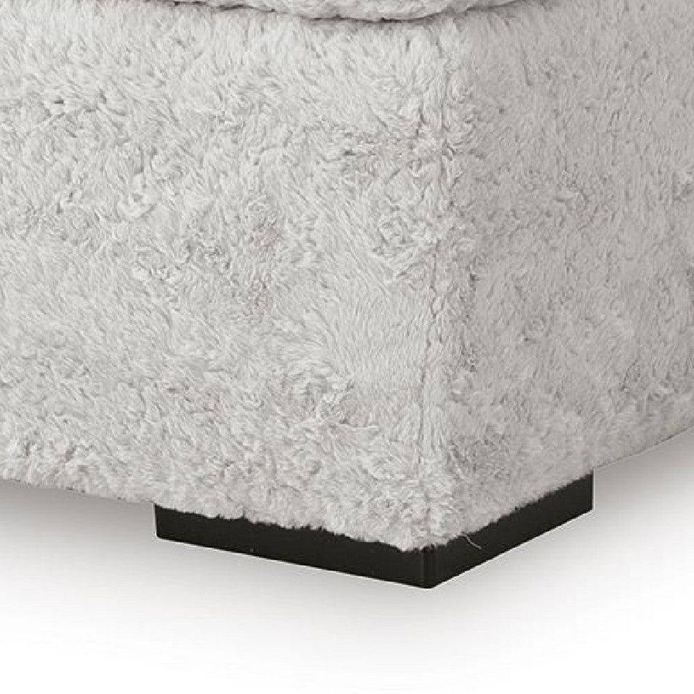 Cecy Oversized Square Ottoman | Arctic Gray Fur-Like Polyester 39"