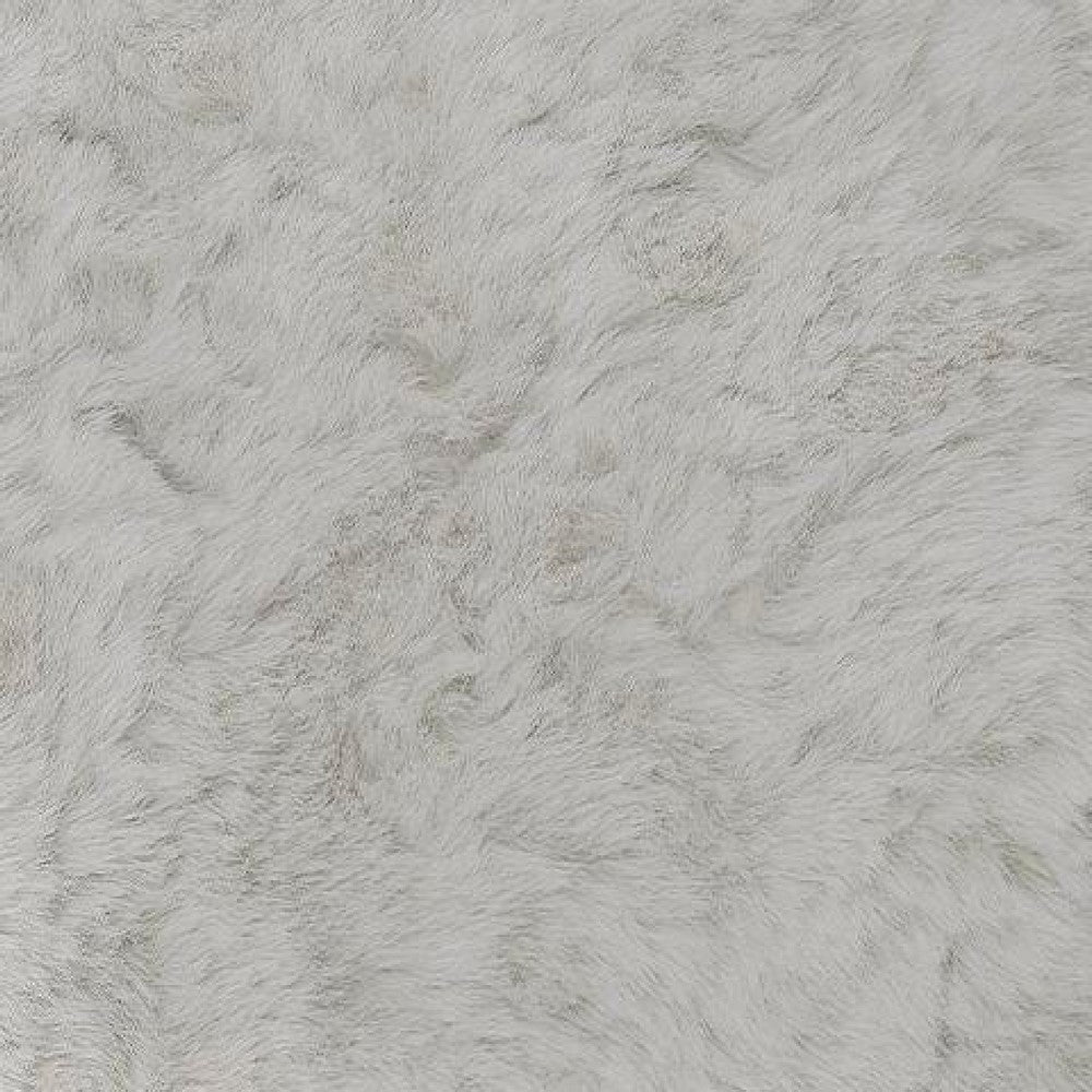 Cecy Oversized Square Ottoman | Arctic Gray Fur-Like Polyester 39"