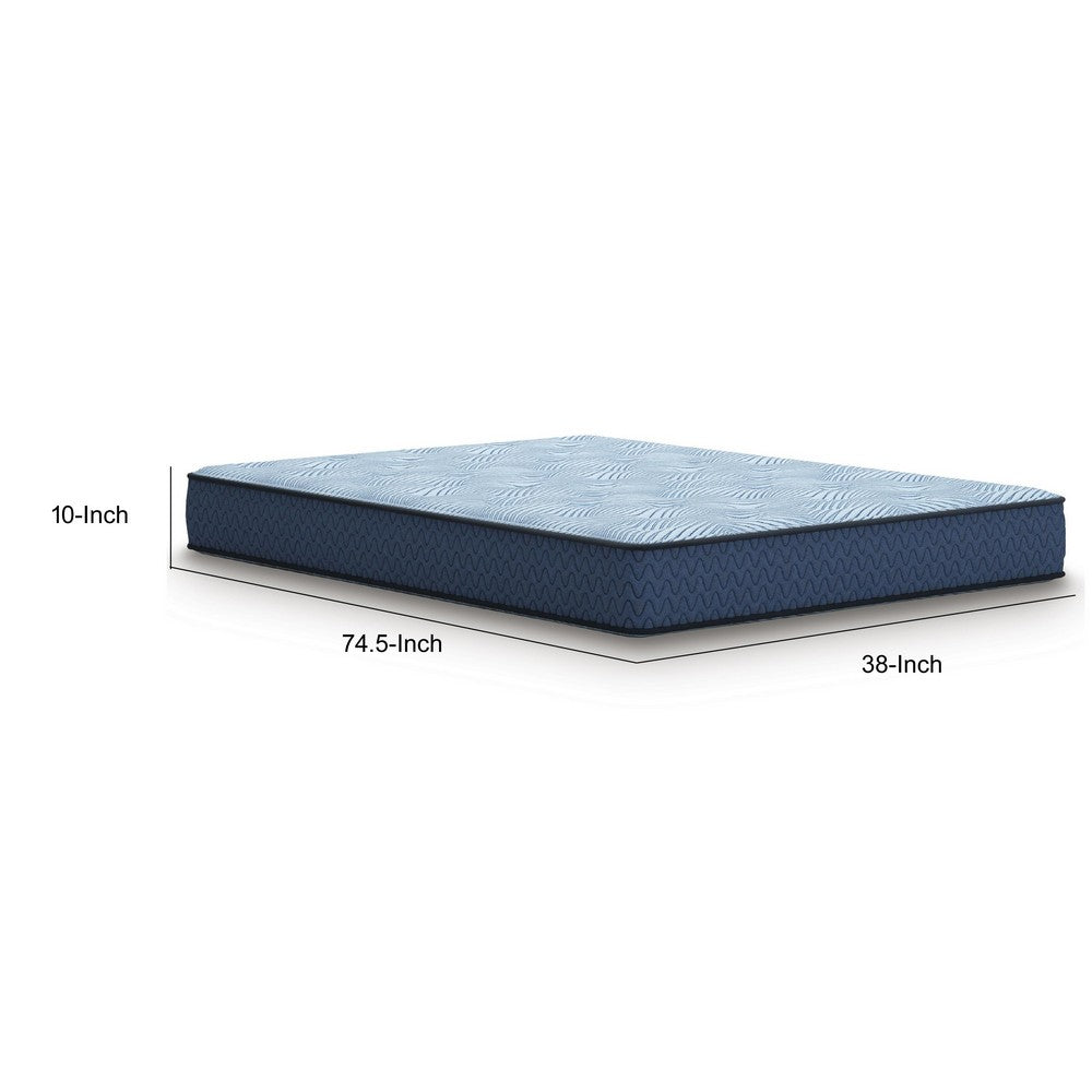 Pmy Twin Hybrid Mattress | Blue Hyper Cool Stretch Knit Cover 10"