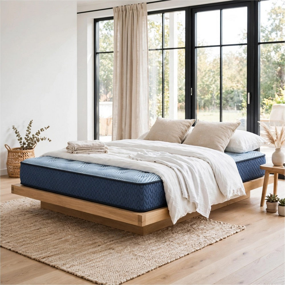 Pmy Twin Hybrid Mattress | Blue Hyper Cool Stretch Knit Cover 10"