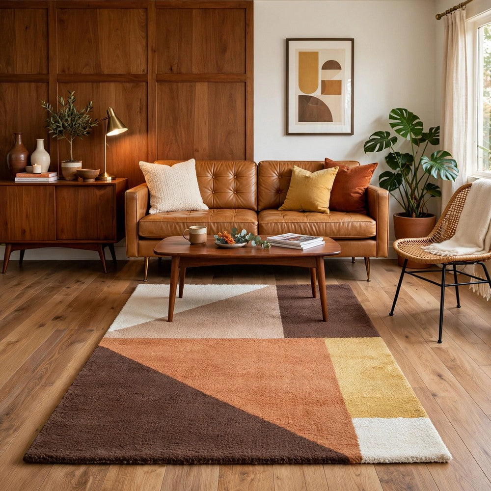 Mona Geometric Large Area Rug w Shag | 30mm Pile | Pink Polypropylene 8x10
