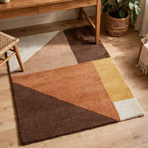 Mona Geometric Large Area Rug w Shag | 30mm Pile | Pink Polypropylene 8x10