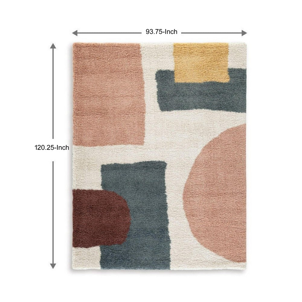 Fyna Geometric Large Area Rug w Shag | 30mm Pile | Gray Polypropylene 8x10