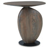 Corno Oblong Accent Table | Pebble-Shaped Body w Pedestal | Brown 21"