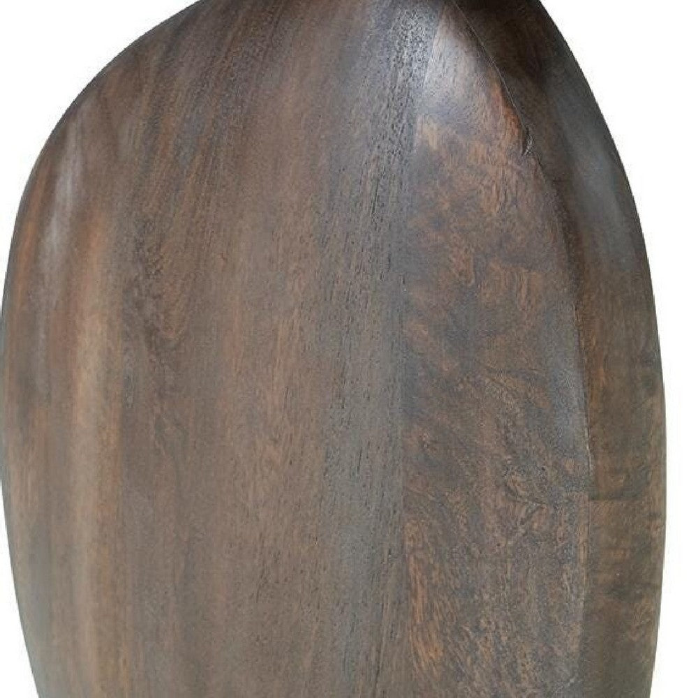 Corno Oblong Accent Table | Pebble-Shaped Body w Pedestal | Brown 21"