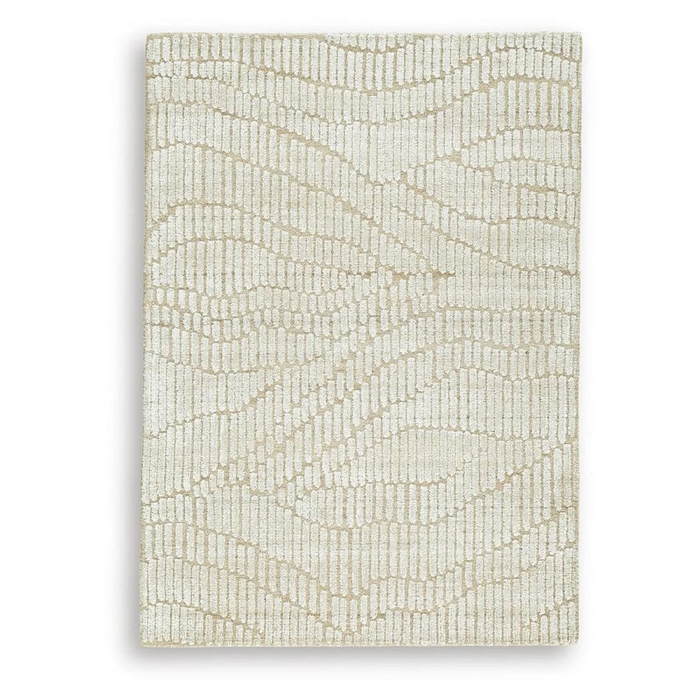 Jaen Medium Rug | Abstract Design | 7mm Pile | Beige & Tan Wool Bamboo 5x7