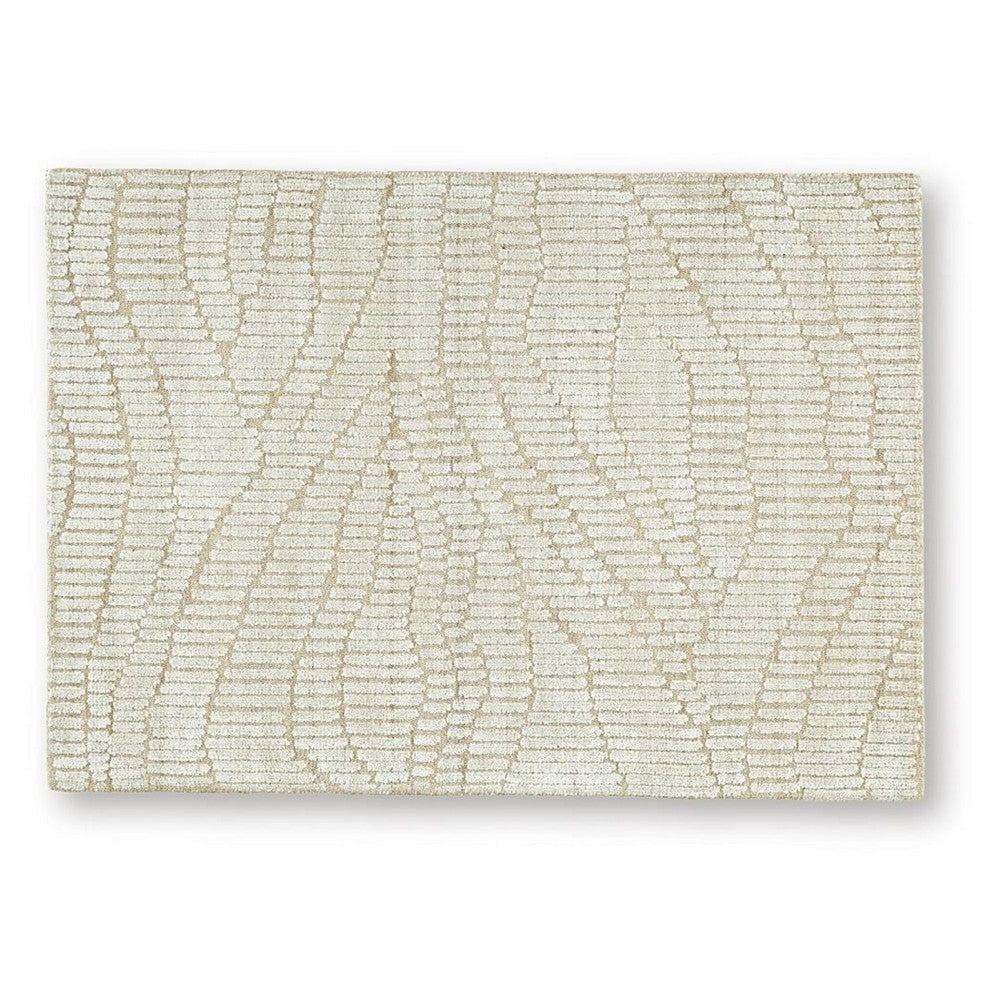 Jaen Medium Rug | Abstract Design | 7mm Pile | Beige & Tan Wool Bamboo 5x7