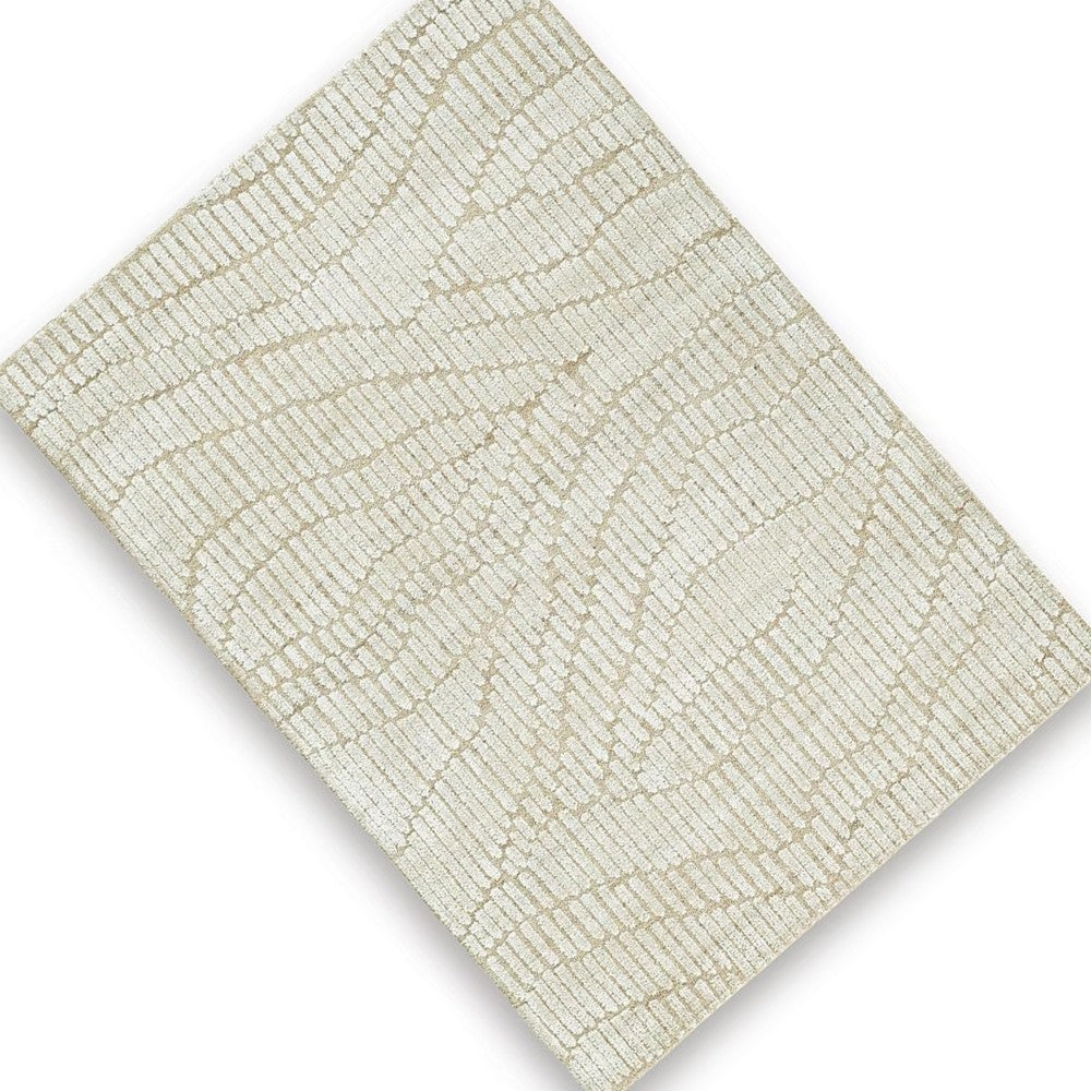 Jaen Medium Rug | Abstract Design | 7mm Pile | Beige & Tan Wool Bamboo 5x7
