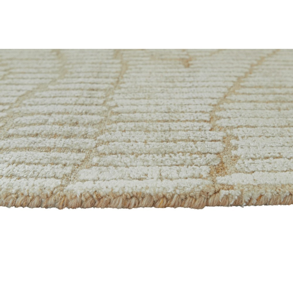 Jaen Medium Rug | Abstract Design | 7mm Pile | Beige & Tan Wool Bamboo 5x7