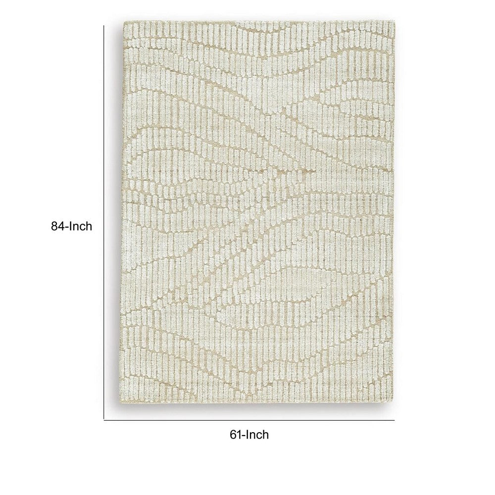Jaen Medium Rug | Abstract Design | 7mm Pile | Beige & Tan Wool Bamboo 5x7