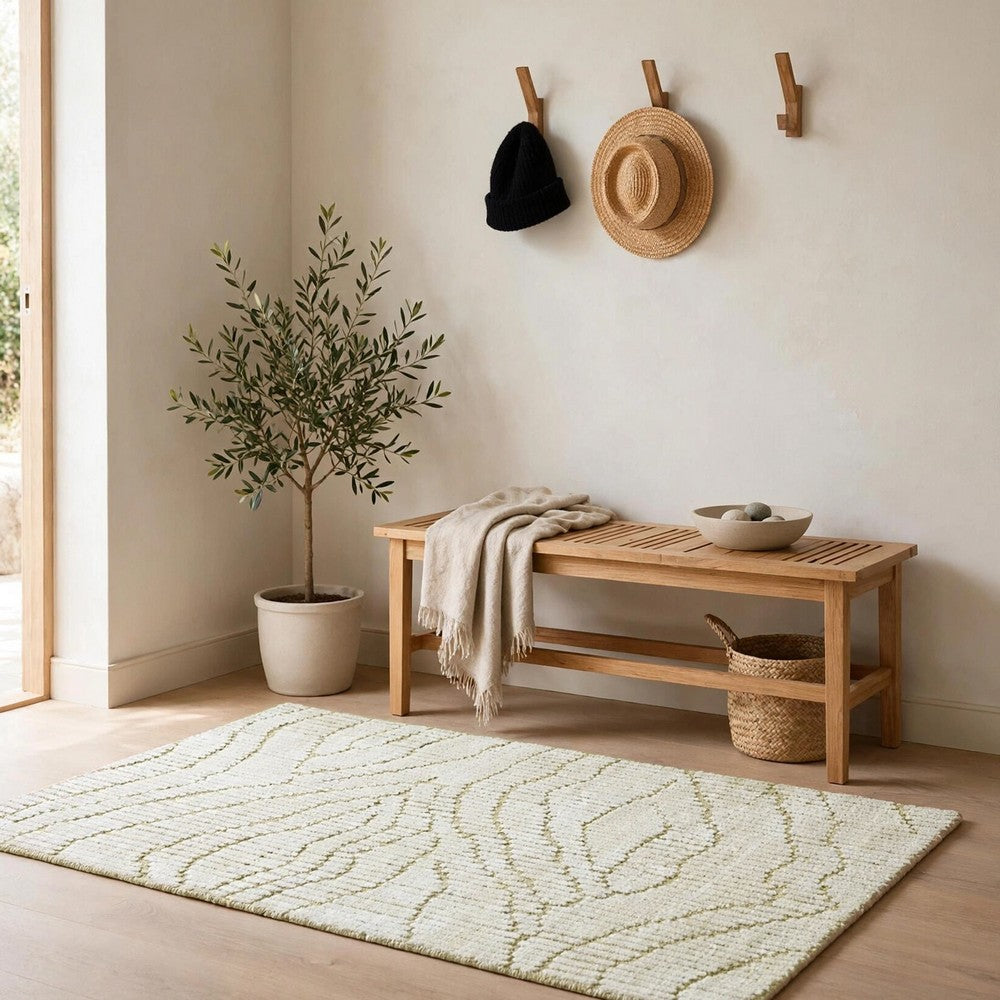 Jaen Medium Rug | Abstract Design | 7mm Pile | Beige & Tan Wool Bamboo 5x7