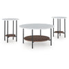 Winy 3pc Occasional Table Set | White Faux Marble Top | Open Shelf | Black