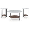 Winy 3pc Occasional Table Set | White Faux Marble Top | Open Shelf | Black