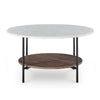 Winy 3pc Occasional Table Set | White Faux Marble Top | Open Shelf | Black