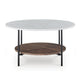 Winy 3pc Occasional Table Set | White Faux Marble Top | Open Shelf | Black