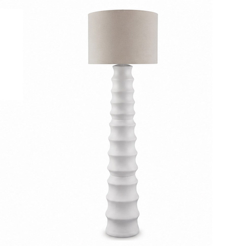 Vala Floor Lamp | Hardback Drum Shade | Scalloped Polyresin White 66"