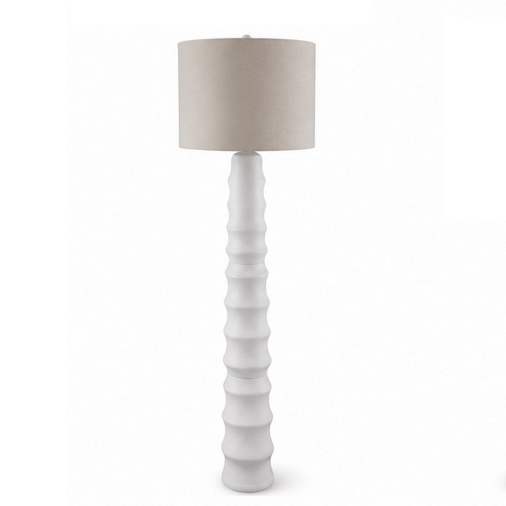 Vala Floor Lamp | Hardback Drum Shade | Scalloped Polyresin White 66"