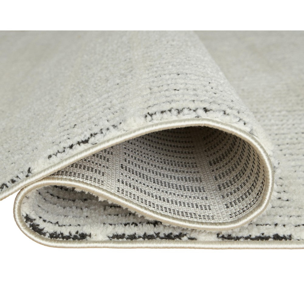 Turo Striped Large Area Rug | 16mm Pile | Ivory & Black Polyester 8x10